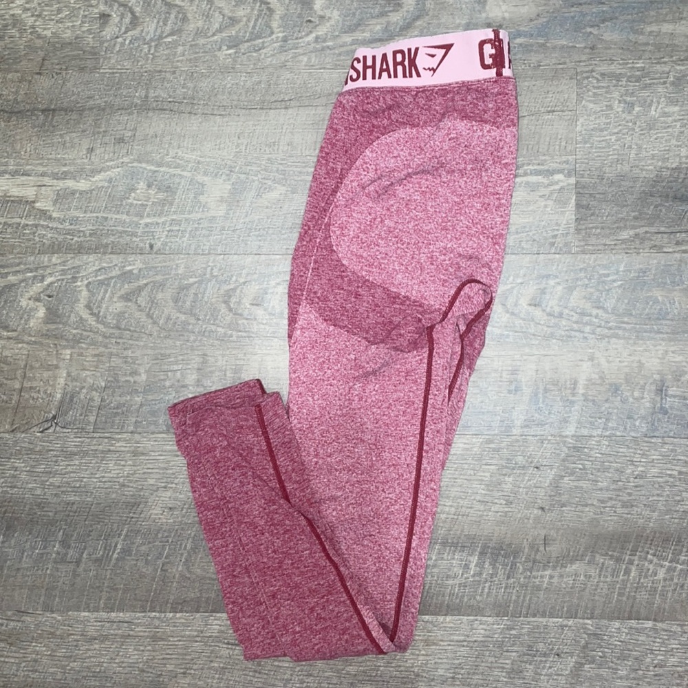 Gym shark leggings. 2 shades of pink/maroon.